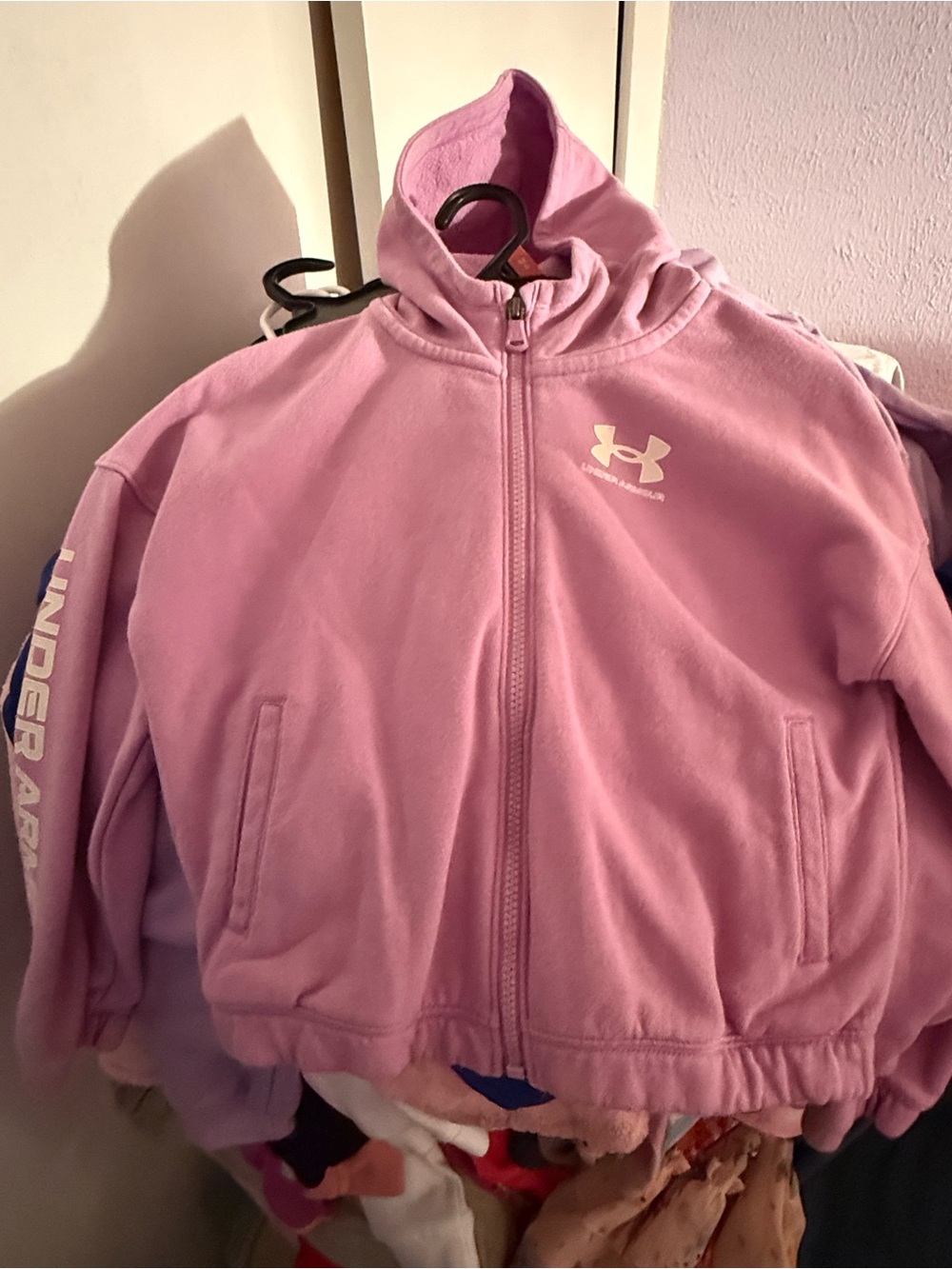 Under Armour Girls' Light Pink Hooded Zip-Up Puffer Jacket